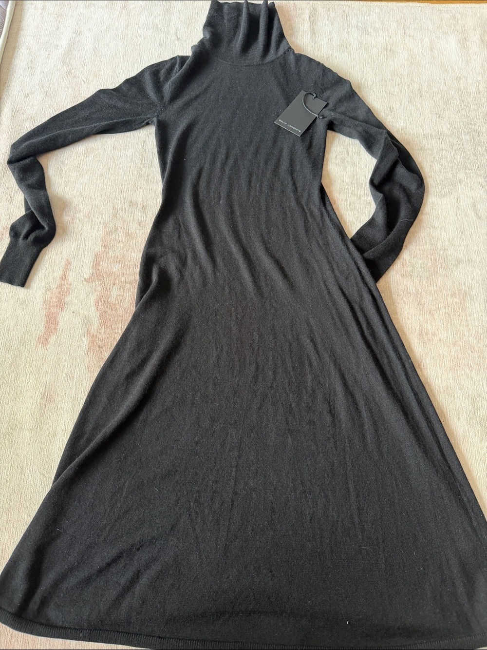 Sally Lapointe Black Cashmere Turtleneck Dress Small